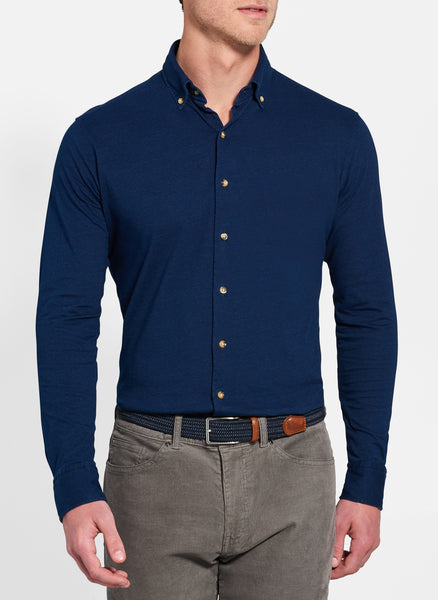 Peter Millar | Ridgeway Jersey Indigo Sport Shirt